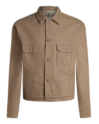 Etro Denimjacke Mit Pegaso-knöpfen, Herren, Beige Beige