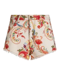 Etro Shorts Mit Paisley-print, Damen, Weiß Weiß