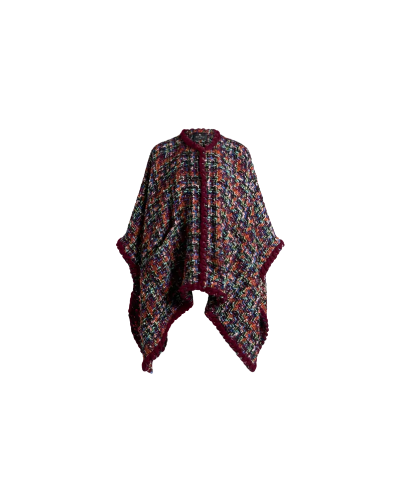 Etro Umhang Aus Mehrfarbigem Tweed, Damen, Rot Rot