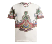 T-shirt Aus Baumwolle Mit Platziertem Paisley-pochette-print, Herren, Weiß, Größe