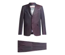 Einreihiger Anzug Aus Wolle Und Leinen, Herren, Violett, Größe