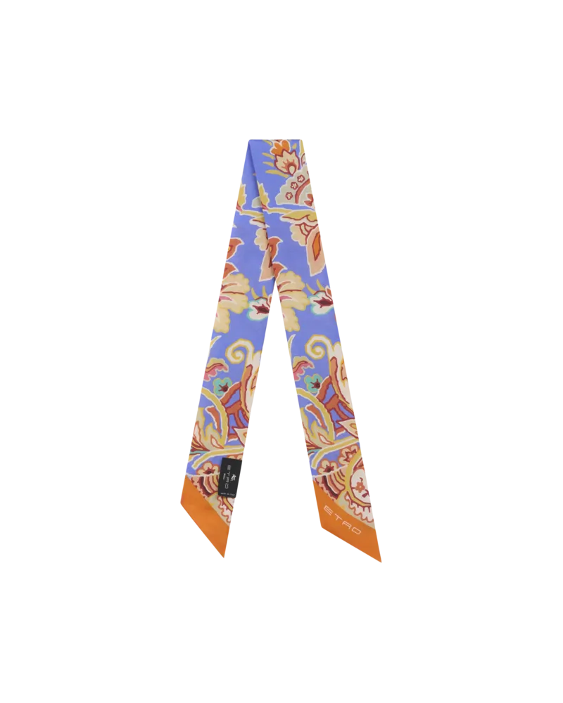 Etro Schmaler Schal Aus Seide Mit Print, Damen, Orange Orange