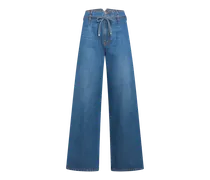 Culotte-jeans Mit Gürtel, Damen, Navyblau, Größe
