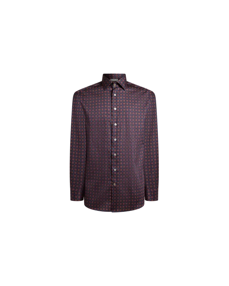 Etro Hemd Aus Satin Aus Baumwolle Mit Krawatten-motiv, Herren, Rot, Größe Rot