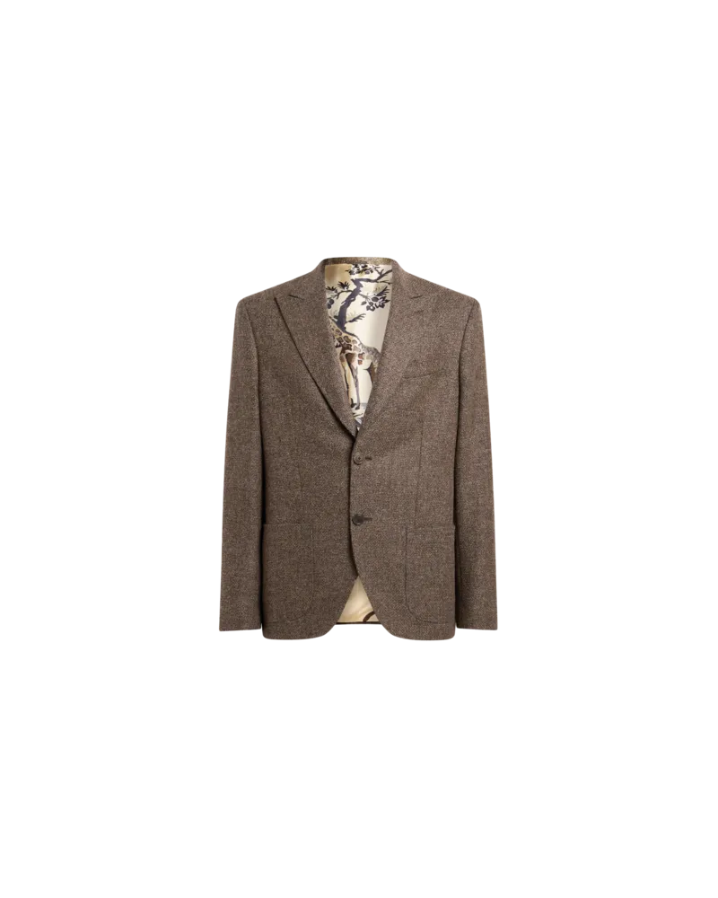 Etro Einreihige Jacke Aus Einer Panama-wollmischung, Herren, Braun, Größe Braun