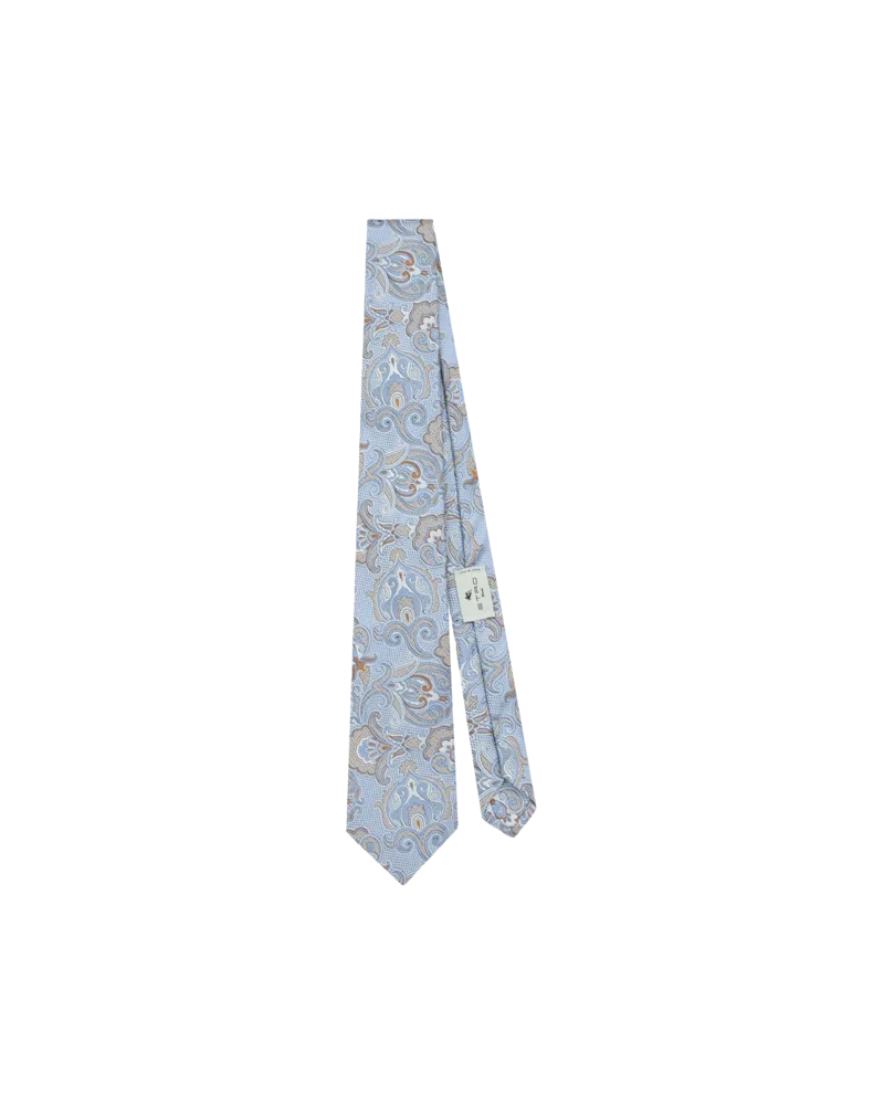 Etro Jacquard-krawatte Aus Seide Mit Floralem Motiv, Herren, Hellblau Hellblau