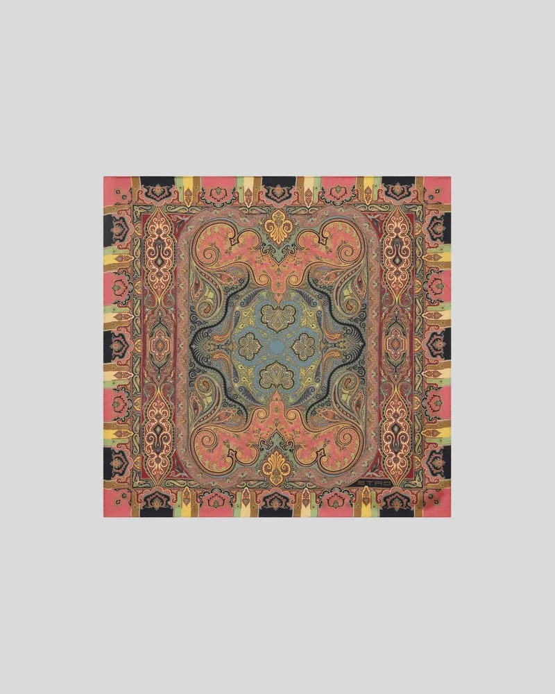 Etro Pochette Aus Seide Mit Floralem Paisley-motiv, Herren, Multicolor Multicolor