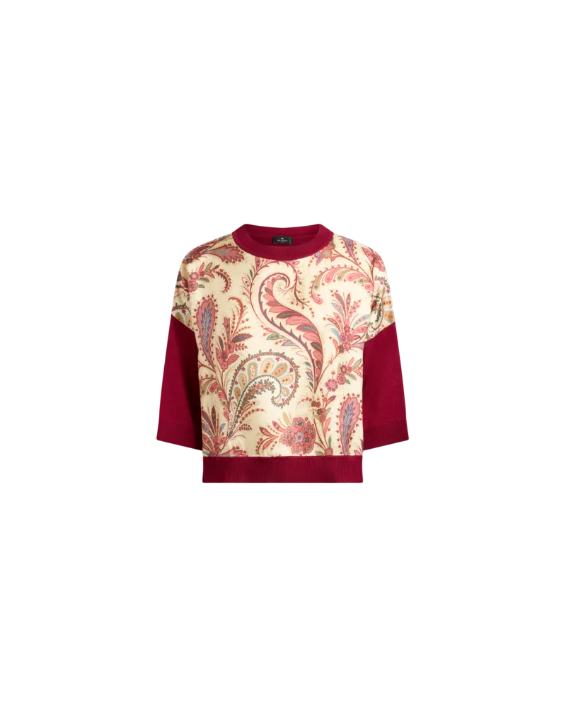 Etro T-shirt Mit Einsatz Mit Floralem Paisleymuster, Damen, Beige, Größe Beige