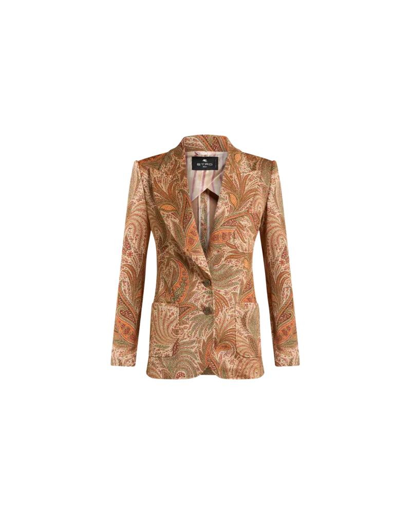 Etro Einreihige Jacke Mit Paisley-jacquardmuster, Damen, Orange, Größe Orange