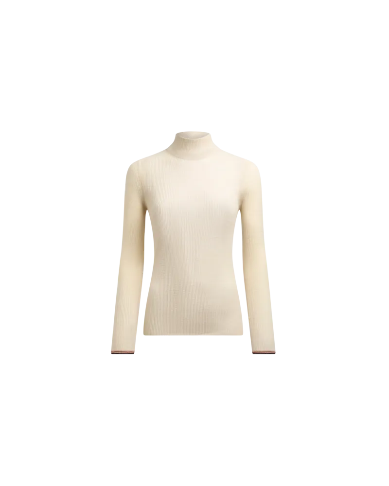 Etro Jacquard-pullover Aus Wolle Mit Hohem Kragen, Damen, Beige, Größe Beige