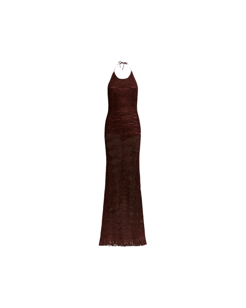 Etro Langes Kleid Aus Baumwolle In Häkeloptik, Damen, Braun, Größe Braun