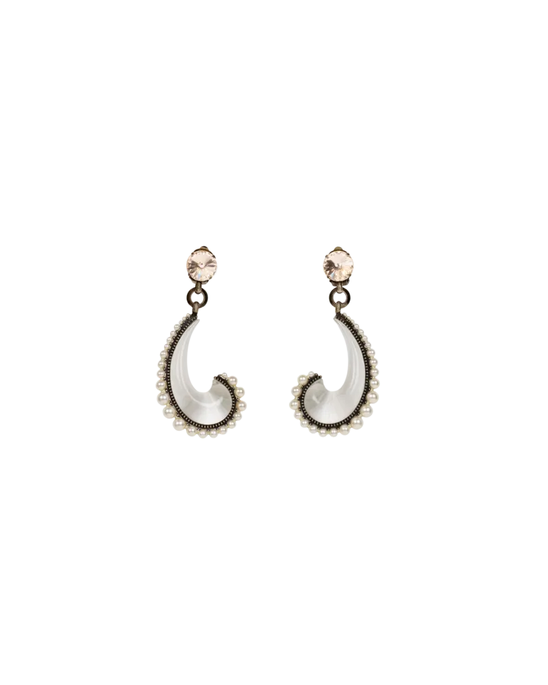 Etro Ohrringe Paisley Mit Perlen, Damen, Silber Silber