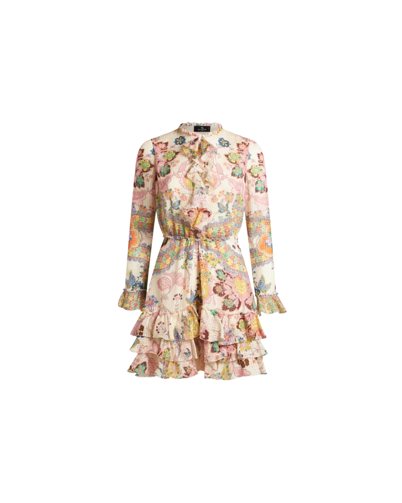 Etro Bedrucktes Seiden-minikleid, Damen, Weiß, Größe Weiß