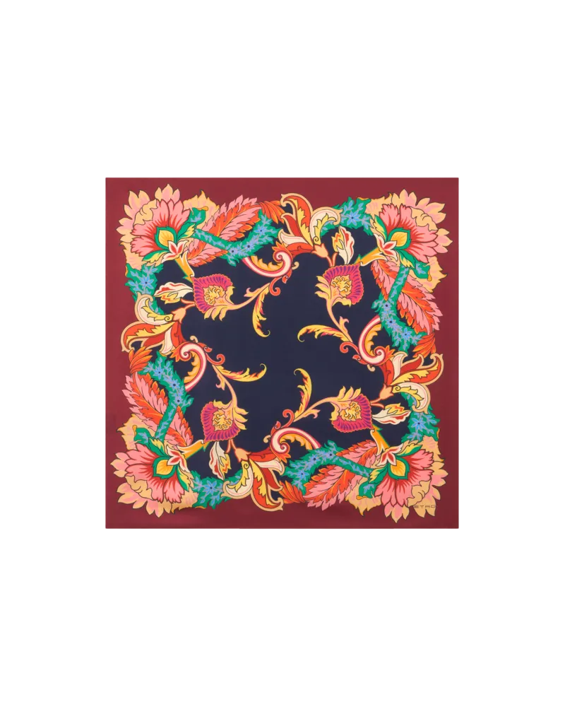 Etro Foulard Aus Seide Mit Floralem Jacquardmuster, Damen, Multicolor Multicolor