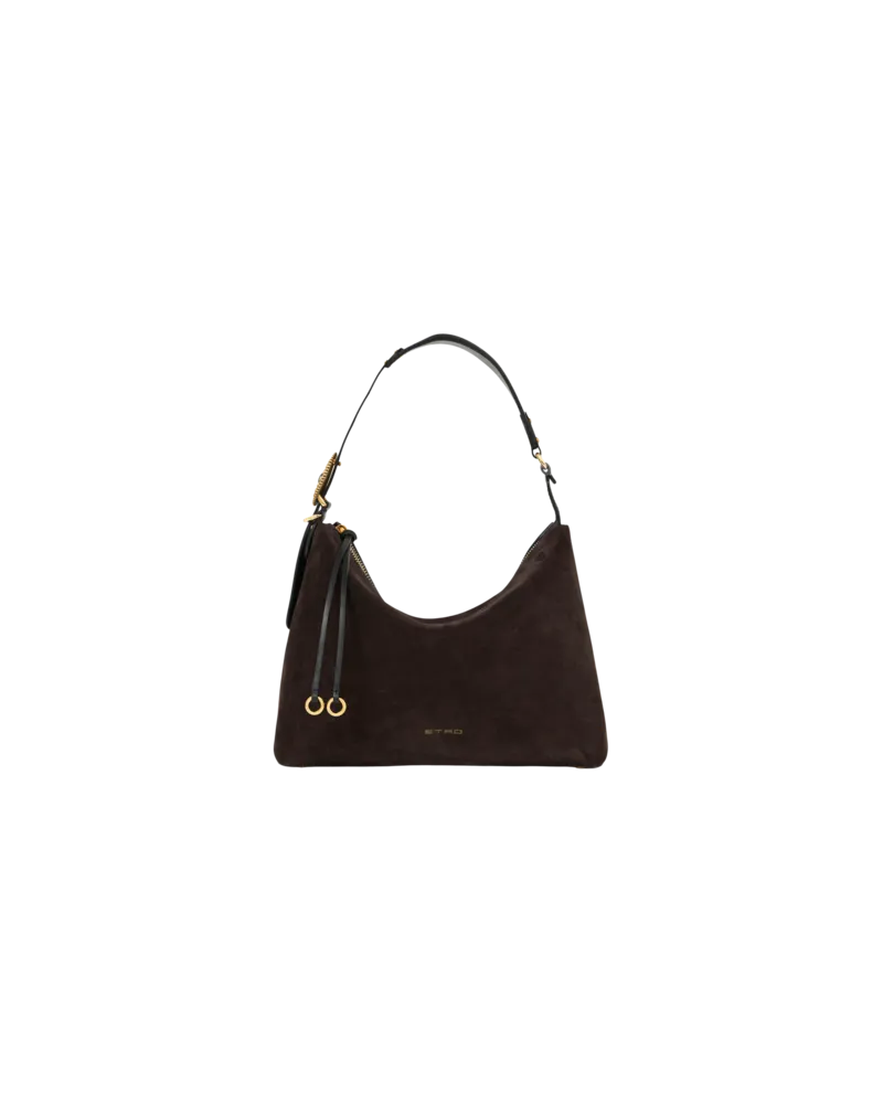 Etro Mittelgrosse Tasche Rosette Aus Veloursleder, Damen, Braun Braun
