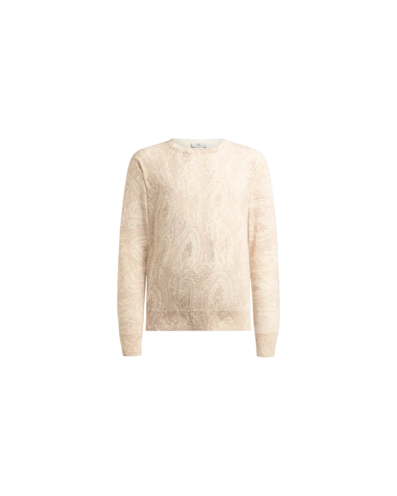 Etro Pullover Aus Einer Baumwollmischung Mit Floralem Arnica-motiv, Herren, Cremefarben, Größe Cremefarben