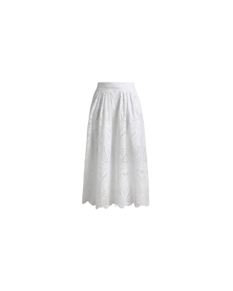 Etro Midirock Aus St. Galler Spitze Mit Paisley Und Herzen, Damen, Weiß, Größe Weiß