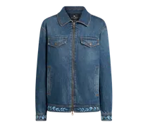 Jacke Aus Denim Mit Stickerei Und Reissverschluss, Damen, Blau, Größe