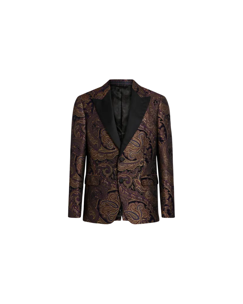Etro Paisley-blazer Aus Brokatjacquard, Herren, Schwarz, Größe Schwarz