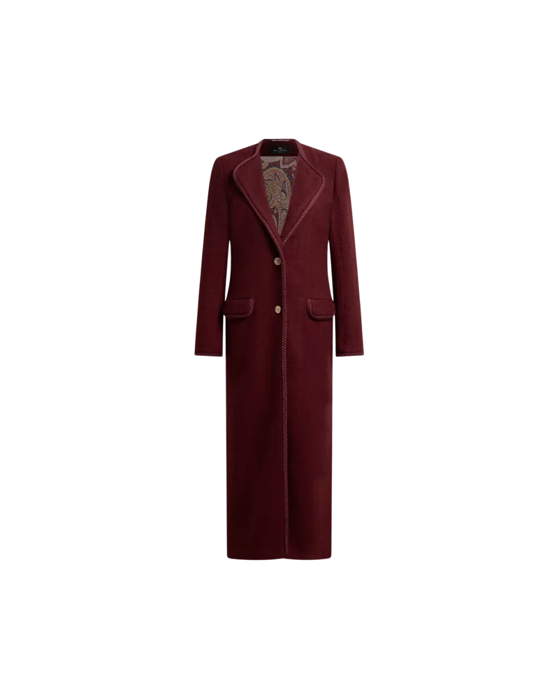 Etro Mantel Aus Panamagewebe Aus Einer Wollmischung Mit Karomuster, Damen, Bordeaux, Größe Bordeaux