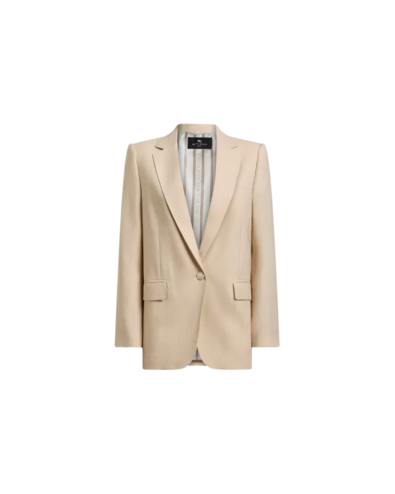 Etro Einreihige Jacquard-jacke Aus Wolle Mit Paisley-motiv, Damen, Beige, Größe Beige