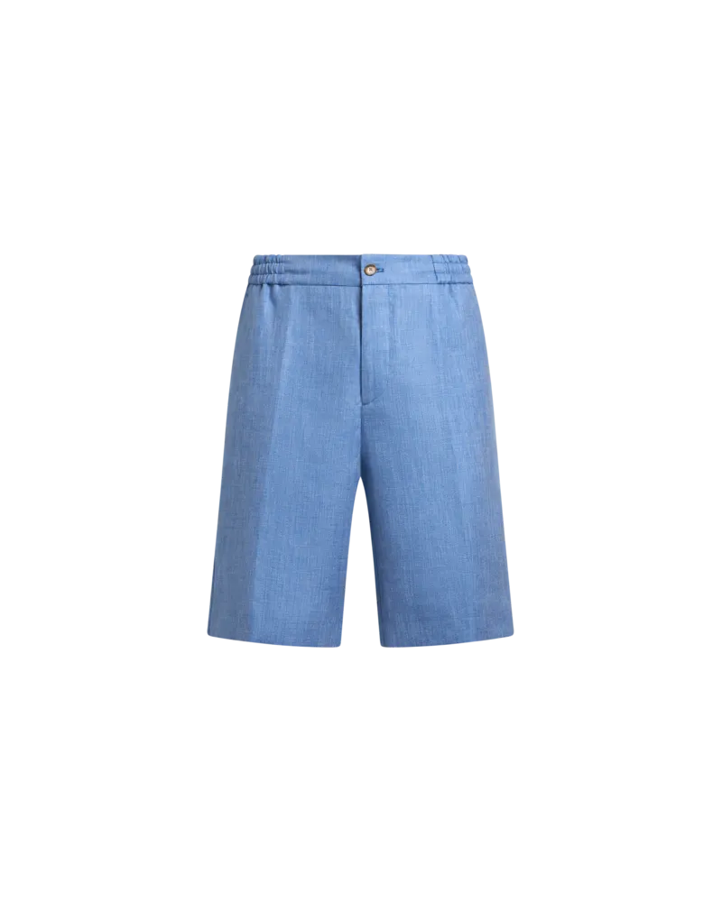 Etro Bermudas Aus Leinen Und Wolle, Herren, Hellblau, Größe Hellblau