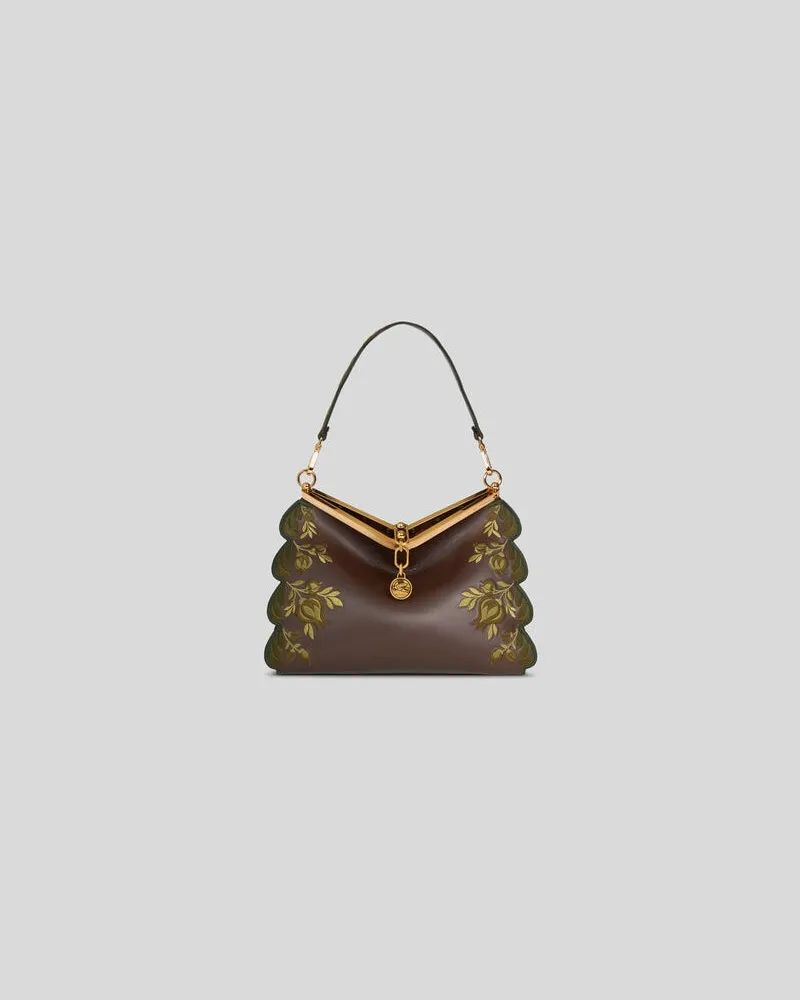 Etro Mittlere Vela-tasche Mit Stickerei, Damen, Braun Braun