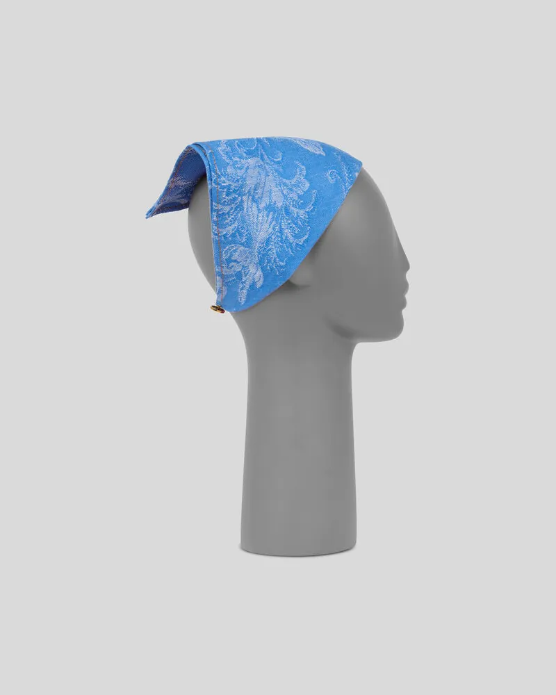 Etro Bandana Aus Jacquard-denim, Damen, Hellblau Hellblau