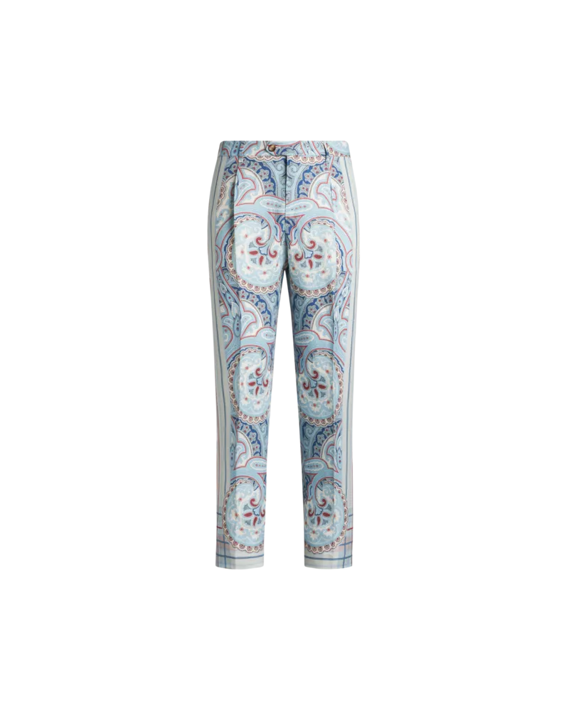 Etro Bedruckte Hose Aus Einer Leinenmischung, Herren, Weiß, Größe Weiß