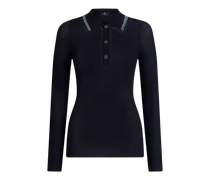 Jacquard-poloshirt Aus Wollstrick, Damen, Navyblau, Größe