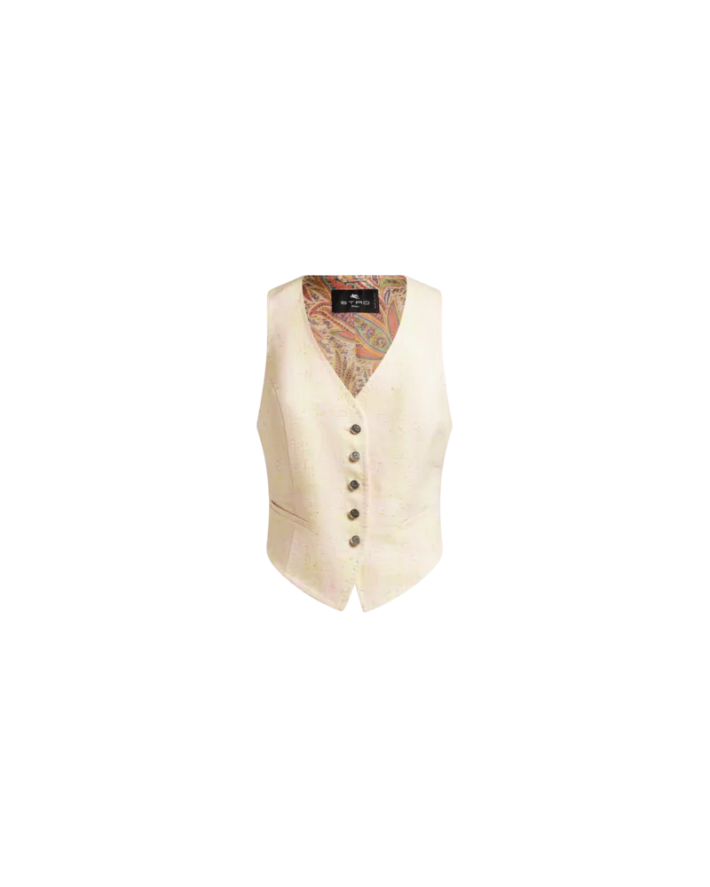 Etro Weste Aus Geflammtem Leinenmischgewebe, Damen, Beige, Größe Beige