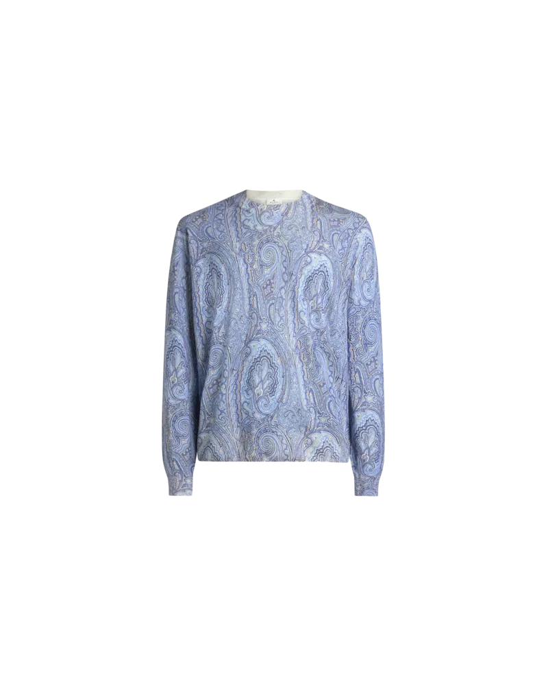 Etro Pullover Aus Einer Seiden-kaschmirmischung Mit Floralem Arnica-motiv, Herren, Hellblau, Größe Hellblau
