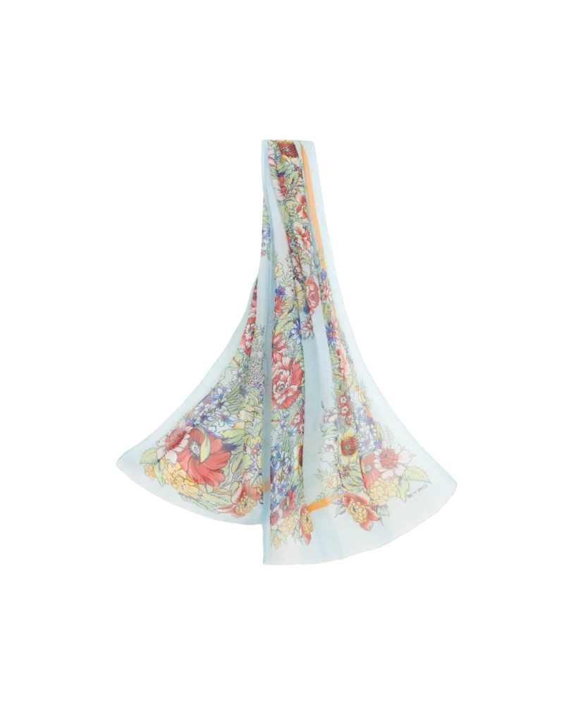 Etro Schal Aus Seide Mit Bouquet-druck, Multicolor Multicolor