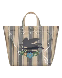 Etro Grosse Shopping-bag Mit Verspiegeltem Effekt, Hellblau Hellblau