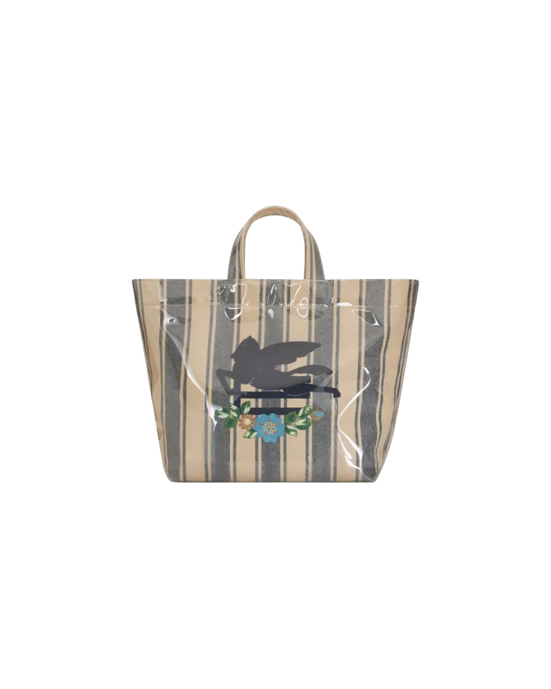 Etro Grosse Shopping-bag Mit Verspiegeltem Effekt, Hellblau Hellblau