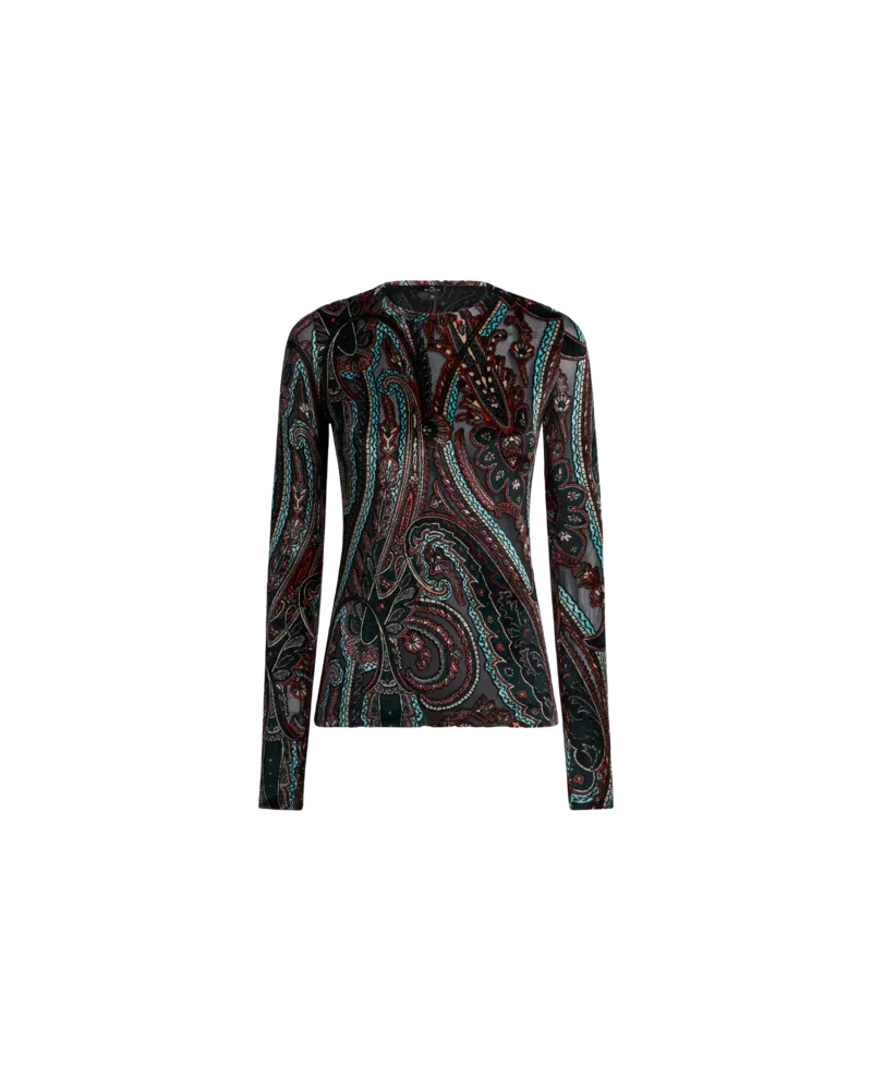 Etro Pullover Aus Jacquard-chenille Mit Paisley-motiv, Damen, Grau, Größe Grau