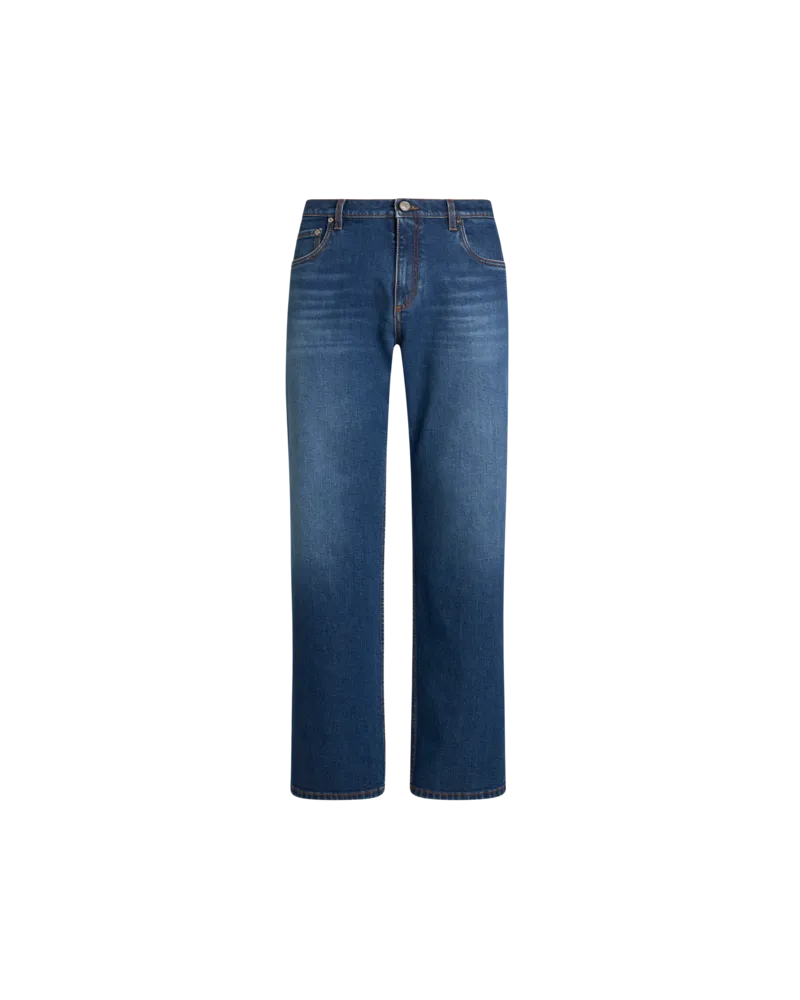 Etro Jeans Im Straight Fit Mit Pegaso, Herren, Blau, Größe Blau