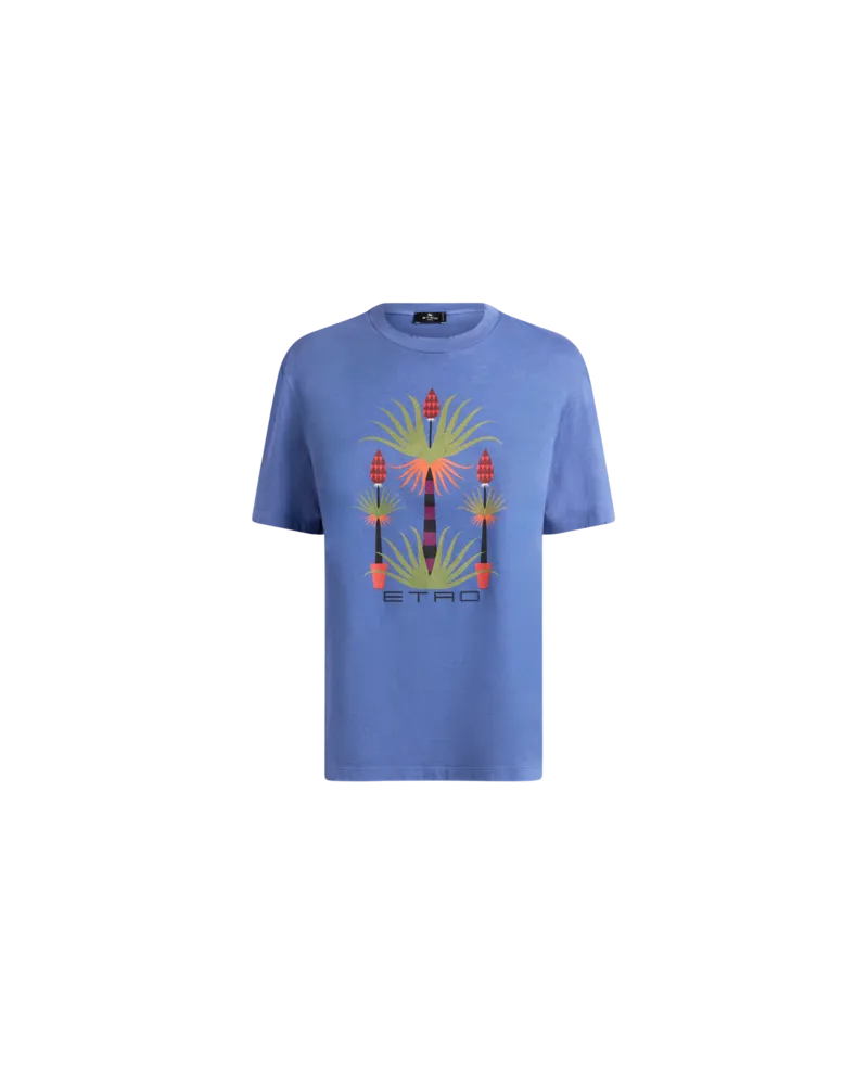 Etro Bedrucktes T-shirt Etro X Agostino Iacurci, Damen, Blau, Größe Blau
