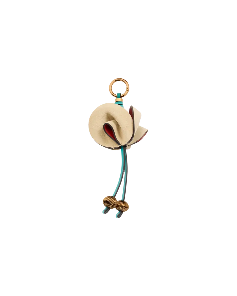 Etro Charm Mit Blume Aus Wildleder, Damen, Cremefarben Cremefarben