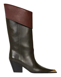 Etro Lederstiefel, Damen, Dunkelgrün Dunkelgrün