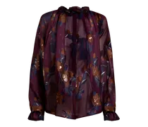 Jacquard-hemdbluse Aus Einer Seidenmischung Mit Fil-coupé-blumen, Damen, Rot, Größe