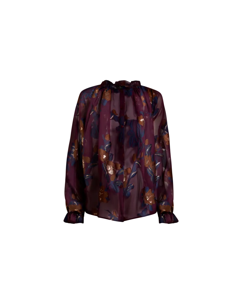 Etro Jacquard-hemdbluse Aus Einer Seidenmischung Mit Fil-coupé-blumen, Damen, Rot, Größe Rot