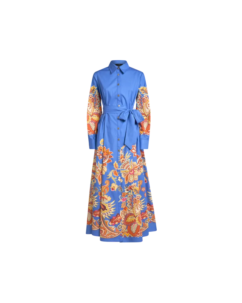 Etro Hemdblusenkleid Aus Bedrucktem Popeline, Damen, Blau, Größe Blau