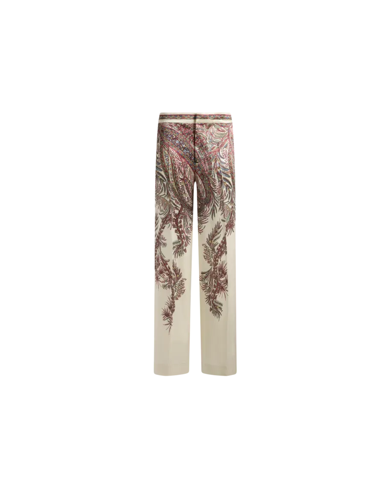 Etro Palazzohose Aus Bedrucktem Satin, Damen, Beige, Größe Beige