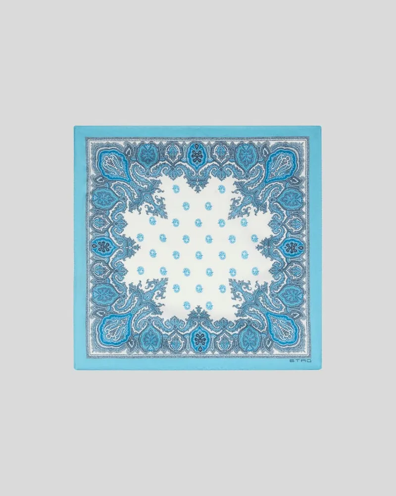 Etro Pochette Aus Seide Mit Paisley-motiv, Herren, Hellblau Hellblau
