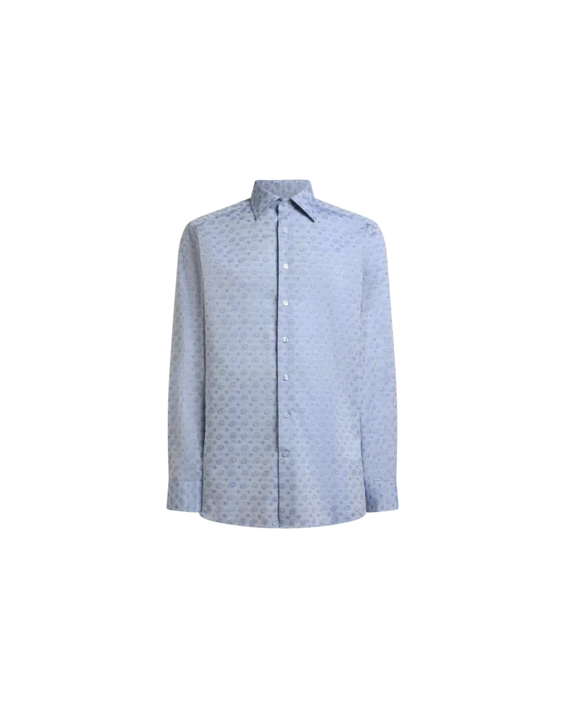 Etro Fil-coupé-hemd Aus Einer Baumwollmischung Mit Mikro-paisley, Herren, Hellblau, Größe Hellblau