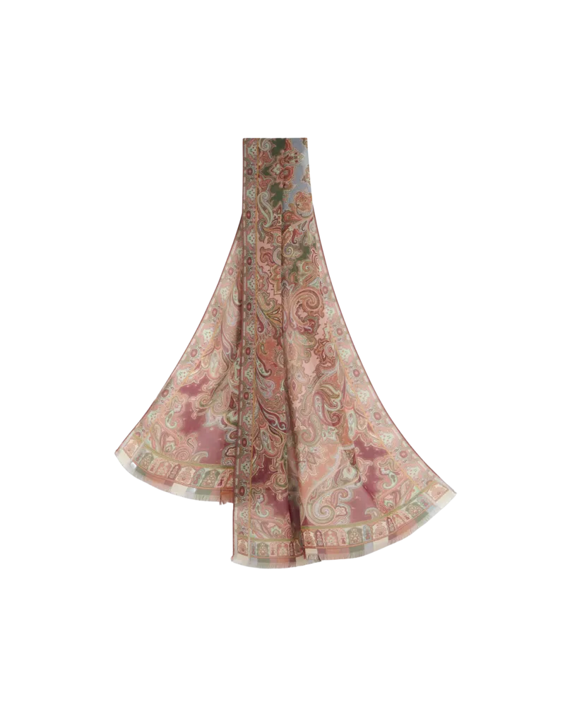 Etro Schal Aus Seide Mit Platziertem Druck, Damen, Bordeaux Bordeaux