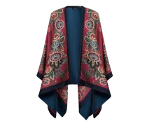 Cape Aus Einer Wollmischung Mit Floralem Muster, Damen, Dunkel-pink