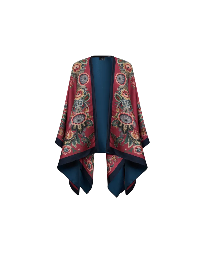 Etro Cape Aus Einer Wollmischung Mit Floralem Muster, Damen, Dunkel-pink Dunkel-pink