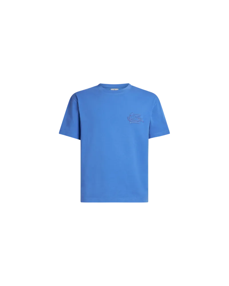 Etro T-shirt Mit Pegaso-stickerei, Herren, Hellblau, Größe Hellblau